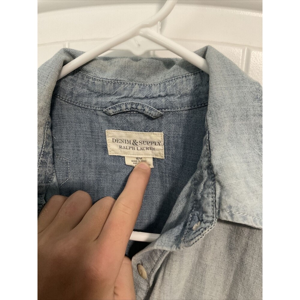 Denim & Supply Ralph Lauren Women Denim Button-Down Shirt M‎ Flag Patriotic - Picture 4 of 5